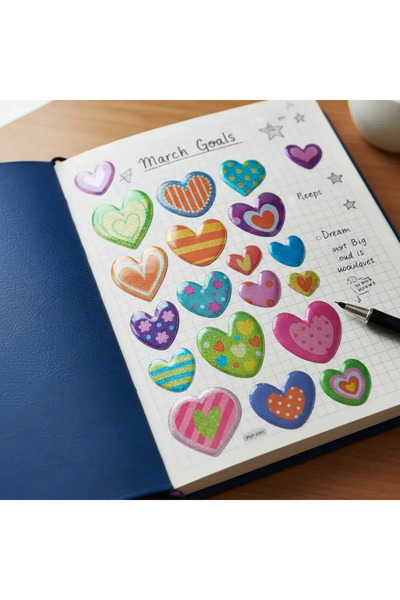 Miniso Bu-Bu Damla Stickers Heart – Embossed Shiny Fun Sticker Set