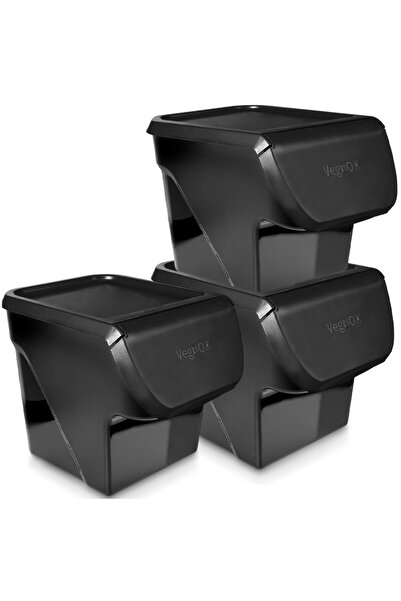 Orion Set de 3 recipiente de depozitare negre de 13L cu capac
