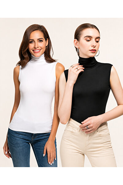 GARDIROZA Women's Black and White Sleeveless Bodysuit 2-Pack