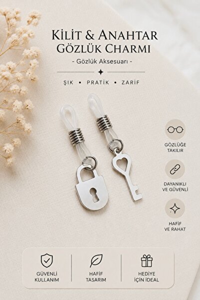 WhimsyWhite Lock & Key Eyeglass Charm - Eyewear Jewelry Accessory 2 Pieces - ...