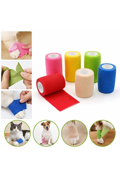 bakgelal Kedi ve Köpekler İçin Kendinden Yapışkanlı Elastik Sargı Bezi 5 cm x...