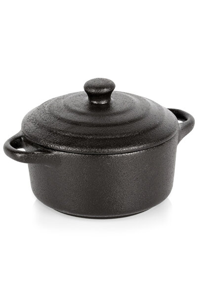 Orion Bol de copt din porțelan negru cu capac 300 ml