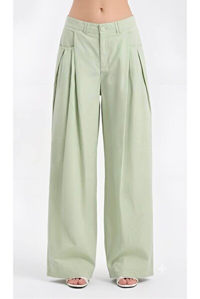tw3 Women's Front Pleated Detailed Design Palazzo Trousers