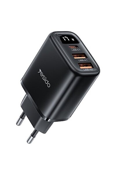 Yesido Încărcător de telefon YC67, USB, Type-C, Încărcare rapidă, Afișaj digi...