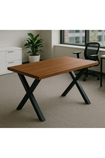 BRK Design BA AHŞAP Doğal Ahşap Yemek\Ofis\Çalışma Masası X ayak KKB_80X180