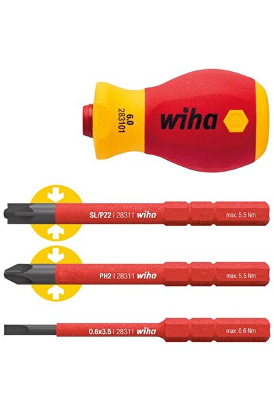 wiha SoftFinish slimVario Screwdriver, 3 Heads
