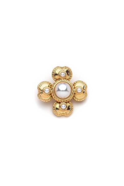 Mon Reve Pearl Blossom İnci Yonca Altın Kaplama Broş