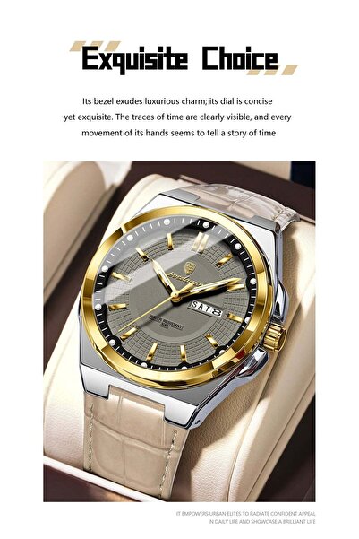 POEDAGAR Wristwatches Top Luxury Waterproof Sport Wrist Watch Quartz Genuine Leather Band