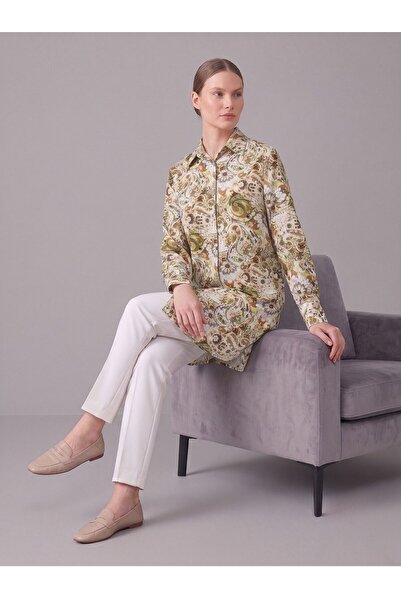 LARCH EXCLUSİVE LİLYUM BAMBU ŞAL DESEN GÖMLEK