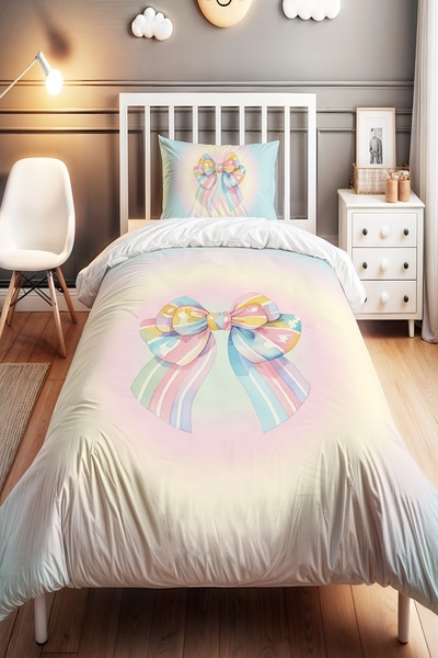 EVPANYA Colorful Ribbon Patterned Single Baby Kids Bedding Set