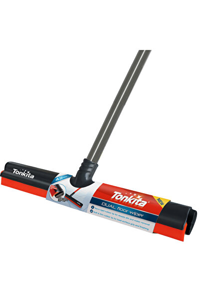 Tonkita Grey Dual Rubber Floor Wiper 42cm with Stick – Double Lip Floor Squeegee