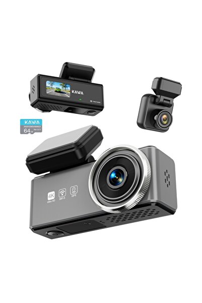 Kawa D9 2 Kameralı Ön+Arka 4K+1080P HDR Wi-Fi GPS'li Gece Görüşlü Araç Kamera...