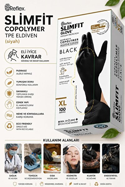Medicalx Slim Fit Copolymer Pudrasız Tpe Eldiven Çok Amaçlı Yeni Nesil Teknol...