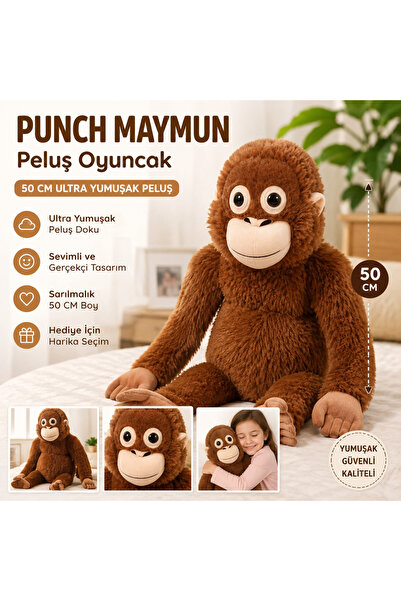 TRUST STORE Sevimli Punch Maymun Peluş Oyuncak 50 CM Ultra Yumuşak Büyük Boy ...