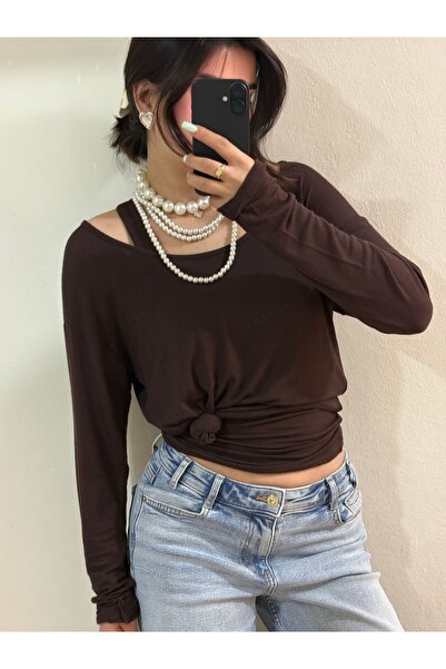 Marka İkili Atlet-Bluz Transparan Kayık Yaka Oversize Kadın Bluz