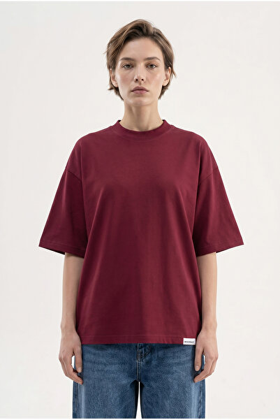 Machinist Tricou de damă Basic Oversize din bumbac jerseu, vișine