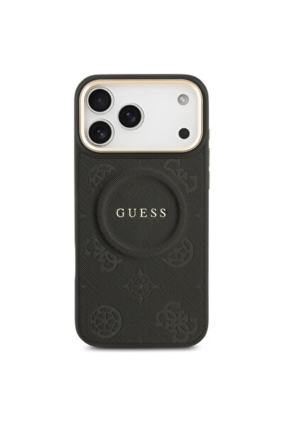 Guess Husă MagSafe cu ștanțare la cald Bujor pentru iPhone 17 Pro Max - Negru