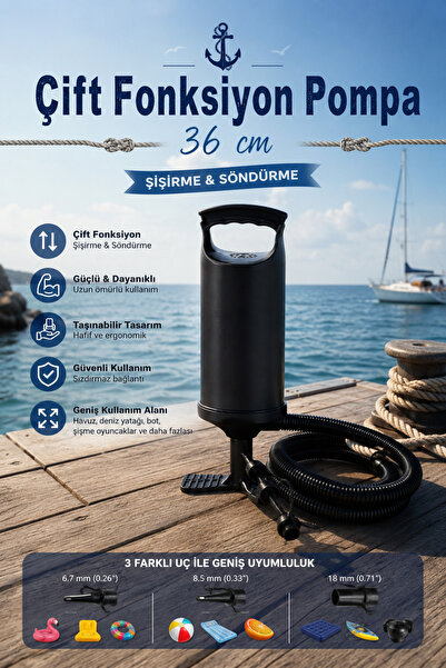 craftivio Dual Function 36 cm Hand Pump - Inflatable Mattress, Pool, and Boat...