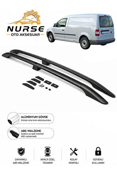 Volkswagen Caddy Maxi 2005-2020 Model İçin Tavan Çıtası Portbagaj Seti Siyah reng