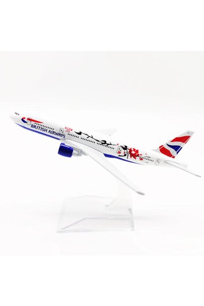 OEM Model de avion British Airways Boeing B777, metal, 16 cm, scară 1:400