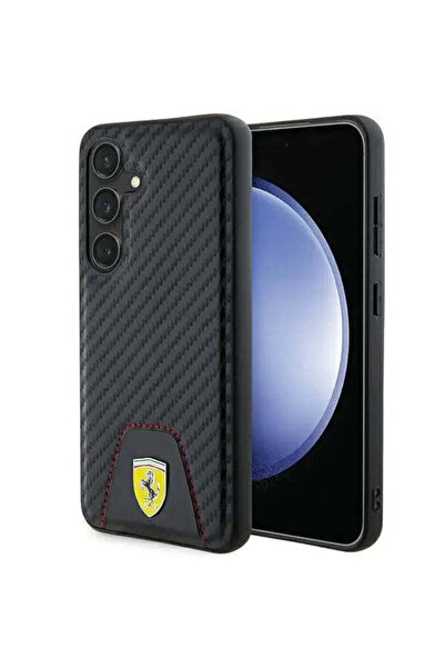 Ferrari Carcasă inferioară din carbon cusută pentru Samsung Galaxy S24, negru