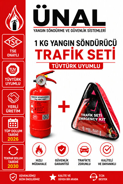 ünalgrup 1 KG Yangın Tüpü Trafik Seti TÜVTÜRK Uyumlu TSE Onaylı Yerli Üretim ...