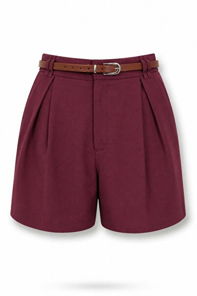 5in1Canpolat Pantaloni scurți plisați cu curea 580404
