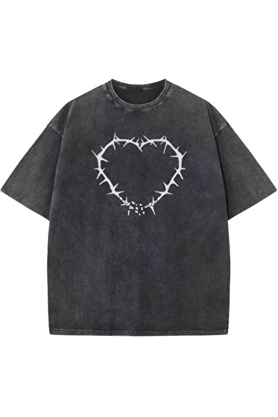 valeriae Μπλουζάκι Unisex Oversize με μινιμαλιστικό κέντημα και λαιμόκοψη V