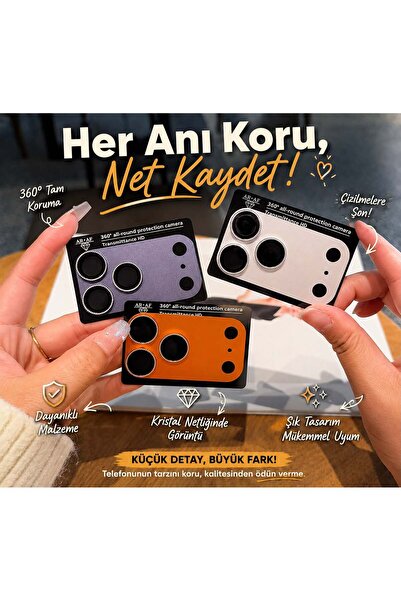 OLEA AKSESUAR iPhone 17 Pro Max Sapphire Stone Metal Lens Protection Full Cam...