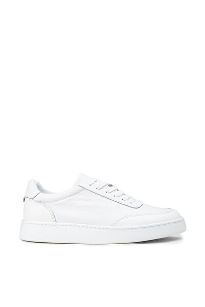 Deery Men's Genuine Leather White Sneaker Shoes