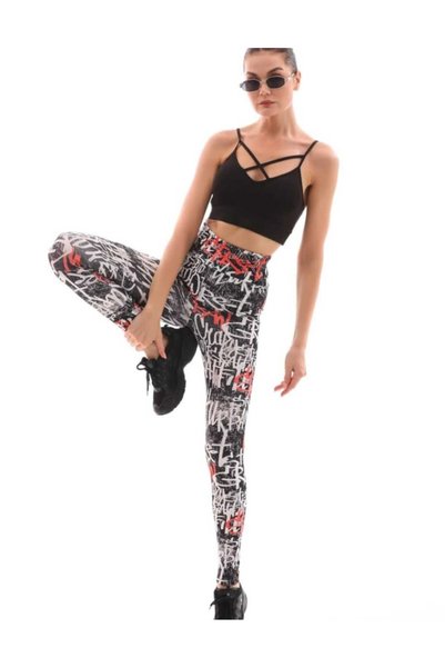 TuZeGiyim Patterned High Waist Recovery Does Not Show Underwear Does Not Take Pot. Women's Sports Tights
