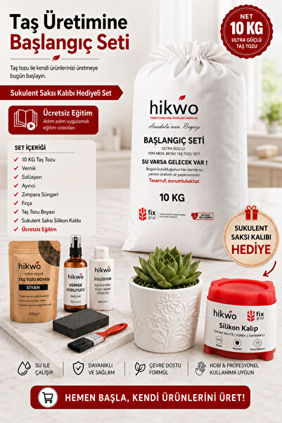 Hikwo Çiçek Desenli Sukulent Silikon Kalıbı ve 10 KG Taş Tozu Seti - S85244