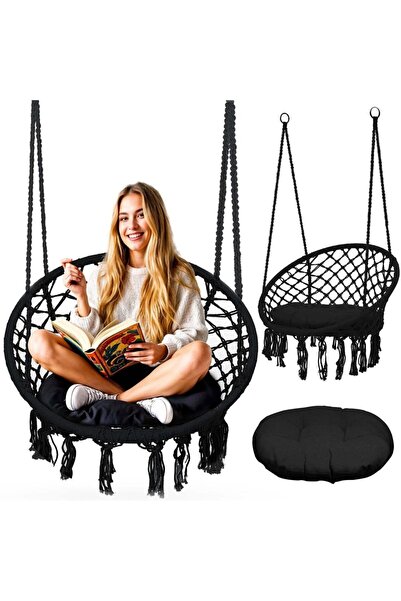 SOFOTEL Leagan suspendat pentru copii/adulti Boho Negru utilizare interior/ex...