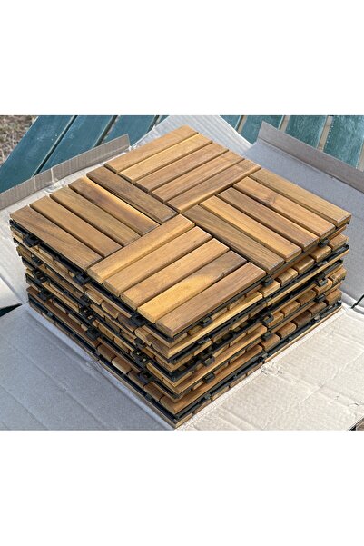 INTERBUILD Ahşap Yer Karosu Renk Altın Tik 30x30cm (10 Adet Karo=0.9m²)