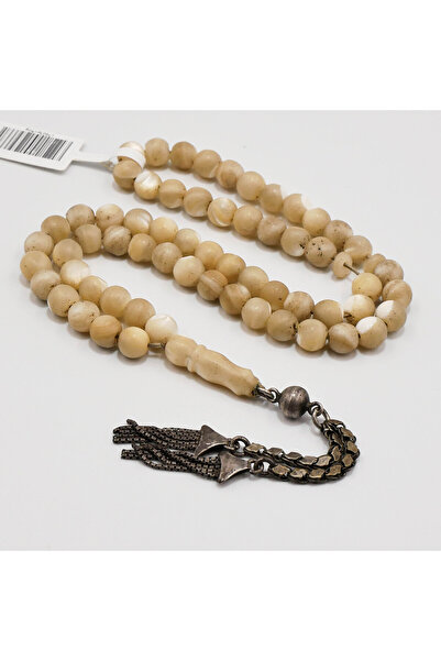 genernic Safad + Silver Rosary 62 Beads 6mm Natural Cream Prayer Beads Premiu...