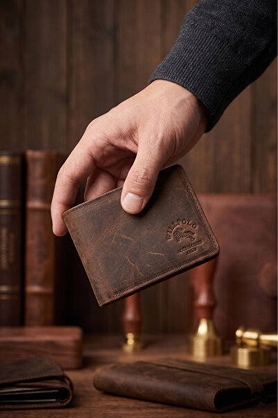 willpolo Small Size Genuine Calfskin Minimal Horizontal Leather Wallet with C...