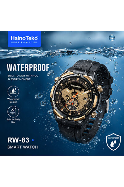 HAINOTEKO Haino Teko RW-83 Waterproof Smart Watch with Bluetooth Calling AMOLED Display, Compass, 10-Day Battery Life & 3 Interchangeable Straps Designed for Men