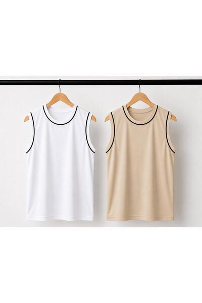 Kuraff Giyim ERKEK GÜNLÜK KONFOR KOLSUZ (2li) BASİC T-SHIRT