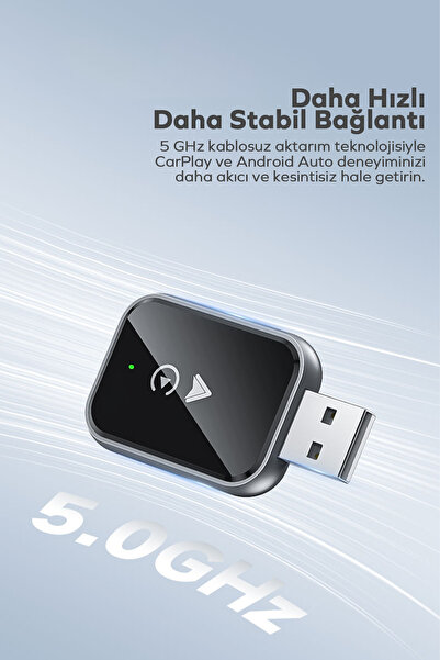 woyax Kablosuz CarPlay Dönüştürücü Android Auto Adaptörü USB/Type-C 2’si 1 arada Dongle CarPlay Kablosuz Bağlantı