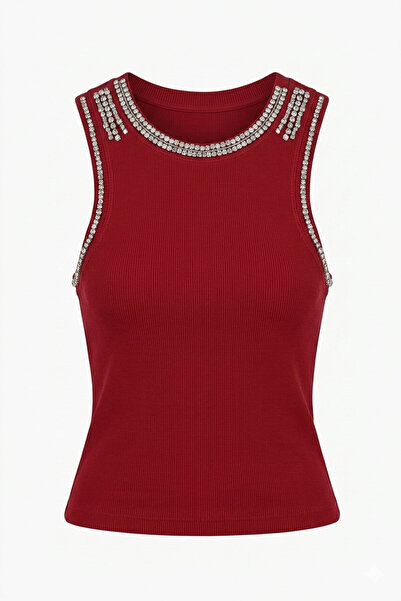 MAGARDE Premium Stone Detailed Tank Top - Red