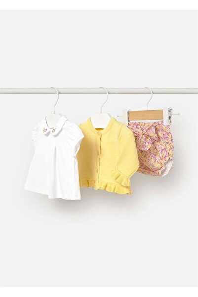 MAYORAL Baby Girl 3-Piece Knitted Cardigan Set Yellow 1287