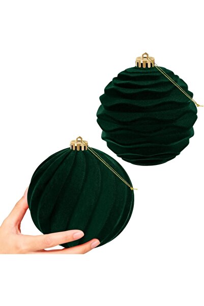 OEM Ornamente de Crăciun din Catifea Elegante, Mari, 15 cm, Set 2 Bucăți Verde