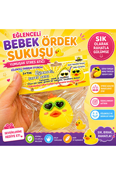 hediyeofisi Bebek Ördek Squishy Jel Stres Oyuncağı – Yumoş Elastik Ördek Mode...