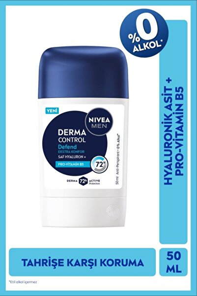 NIVEA MEN Erkek Stick Deodorant Derma Control Defend 50ml, 72 Saat Anti-persp...