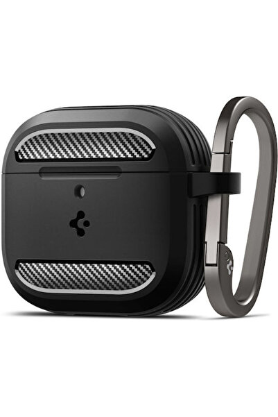 Spigen Ανθεκτική Θήκη Σιλικόνης με Γάντζο σε Μαύρο χρώμα για Apple AirPods 4