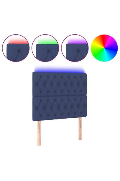 vidaxl Tăblie de pat cu LED, albastru, 100x7x118/128 cm, textil
