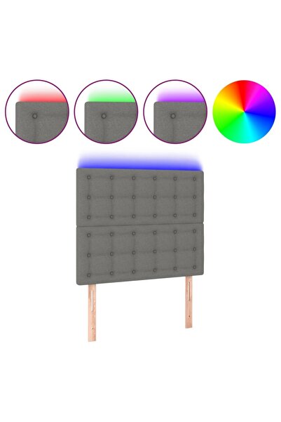 vidaxl Tăblie de pat cu LED, gri închis, 100x5x118/128 cm, textil