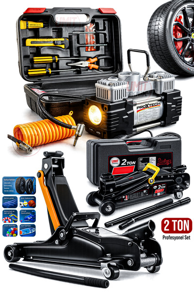 PROXTECH Premium Çift Pistonlu 12V 150 Psi Araç 4x4 Lastik Bot Şişirme Kompre...