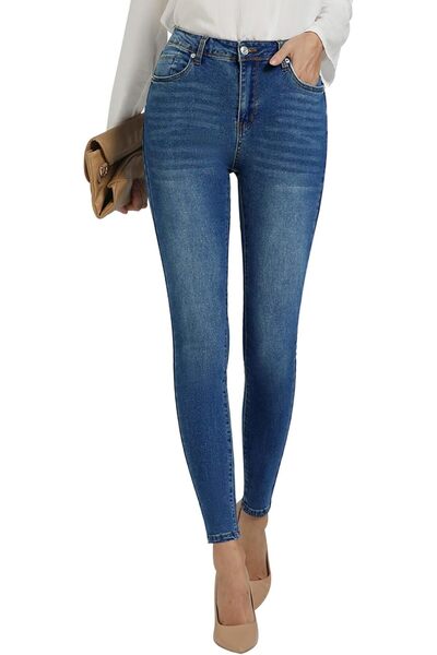 OEM Jeansuri skinny pentru femei talie înaltă Elastyczne Wygodne casual bleum...