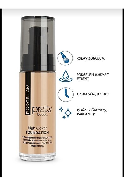 PİRAYE AKSESUAR Pretty Fondöten • Hıgh Cover Yüksek Kapatıcı Etili Porselen F...